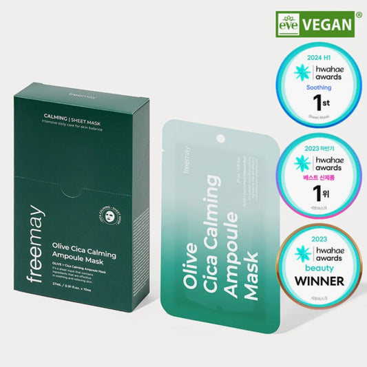 Freemay CICA Calming Ampoule Mask 積雪草鎮靜舒緩面膜(一盒10片)